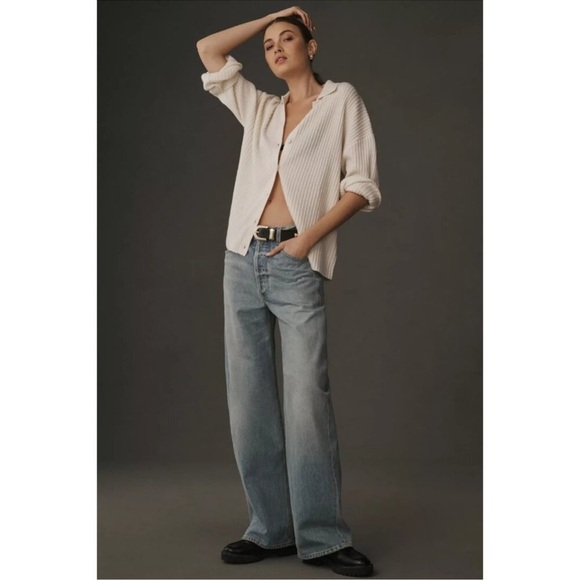 Reformation Fantino Cashmere Collared Cardigan Button Down Gossamer Cream Small - Picture 15 of 17